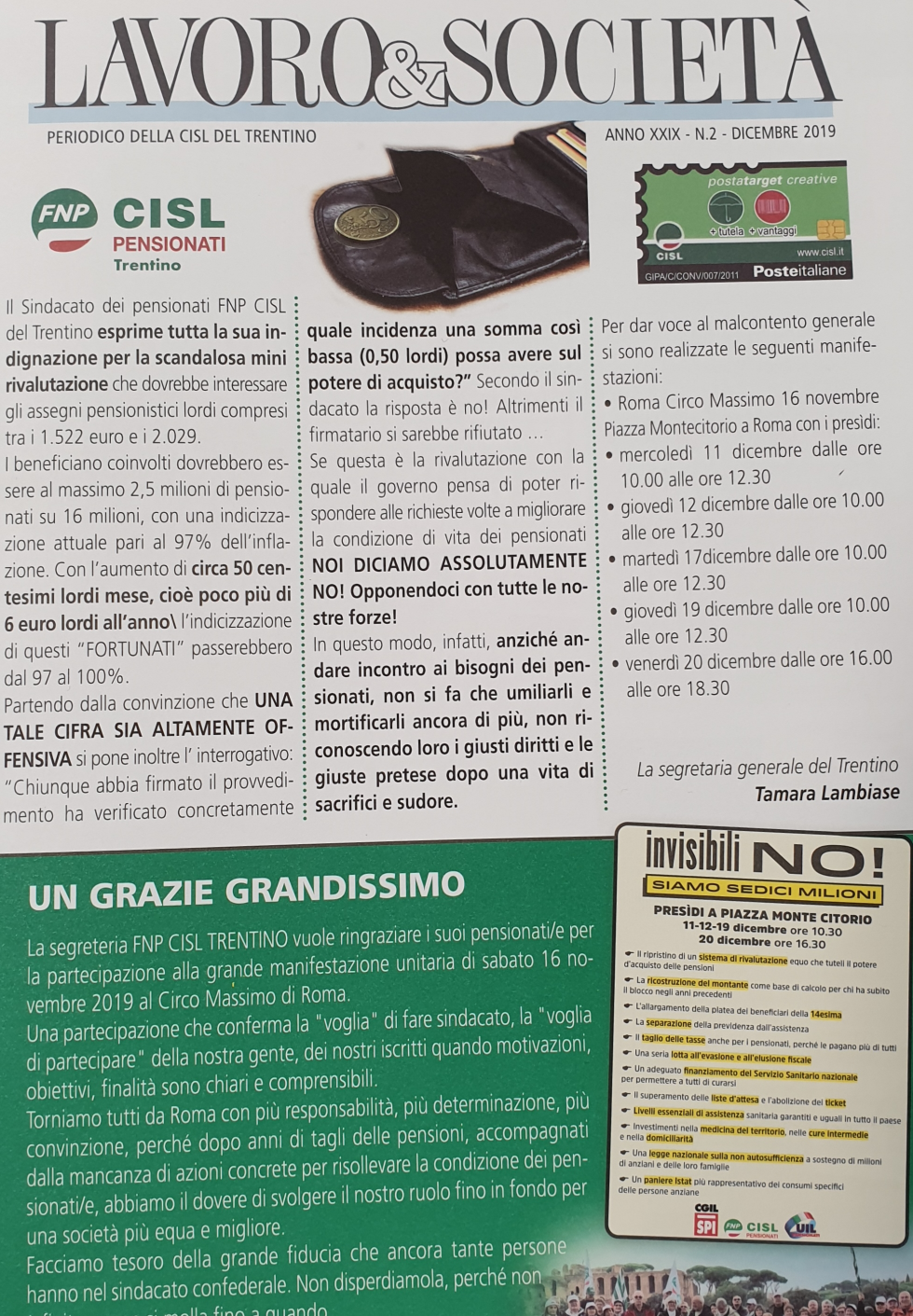 PERIODICO DELLA FNP CISL - DICEMBRE 2019