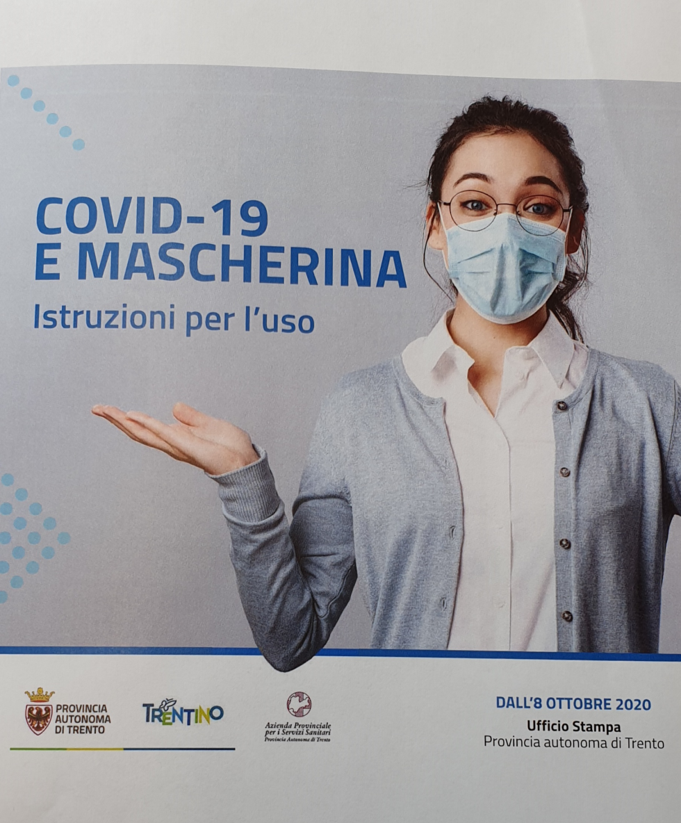 MASCHERINE : DECRETO DELL' 8.10.2020  IN VIGORE ANCHE IN TRENTINO