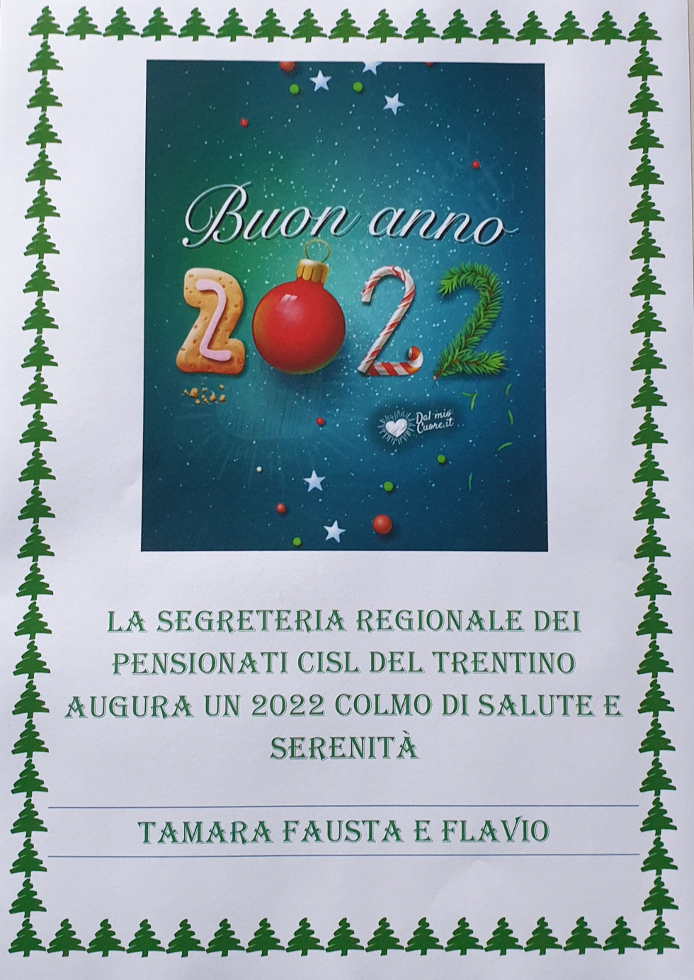 BUONE FESTE DALLA CIS - PENSIONATI - VI ASPETTIAMO DAL 3.1.2022