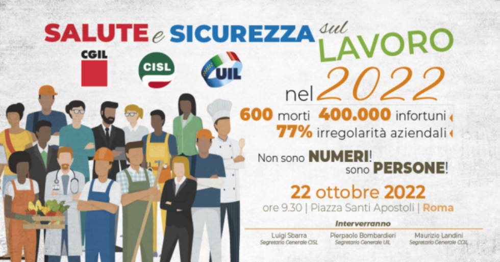 Sicurezza sul lavoro: l’appello di Cgil, Cisl, Uil alle forze politiche per fermare le stragi