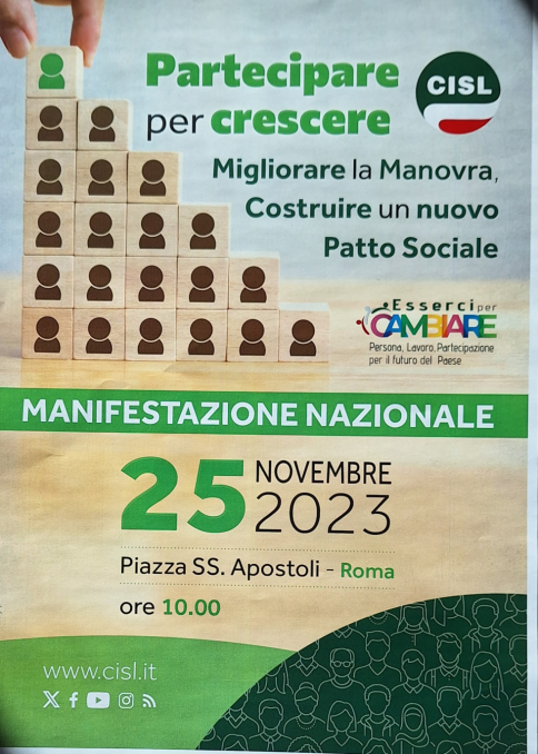 ROMA 25 NOVEMBRE MANIFESTAZIONE NAZIONALE  CISL