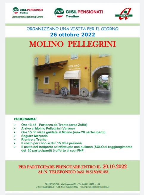 26 OTTOBRE AL VARONE  VISITA AL MOLINO PELLEGRINI