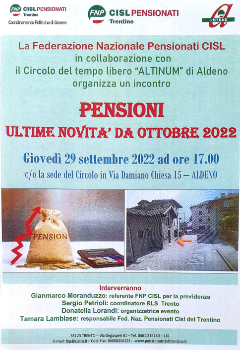 PENSIONI: 29 SETTEMBRE ECCO SPIEGATI GLI AUMENTI 
