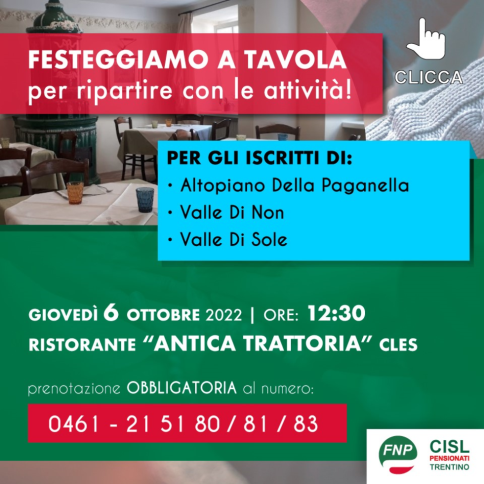 CLES 6 OTTOBRE ALLE 12.30 ALL'ANTICA TRATTORIA 