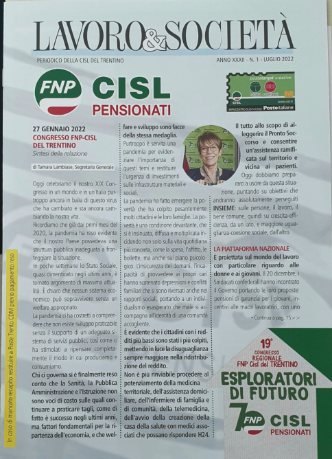 NUOVO NUMERO DEL PERIODICO PENSIONATI FNP DEL TRENTINO 